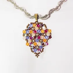 Pendant 40cm - Malvina Grapes-Khaki Braid - Pendant 40cm - Laiton bronze